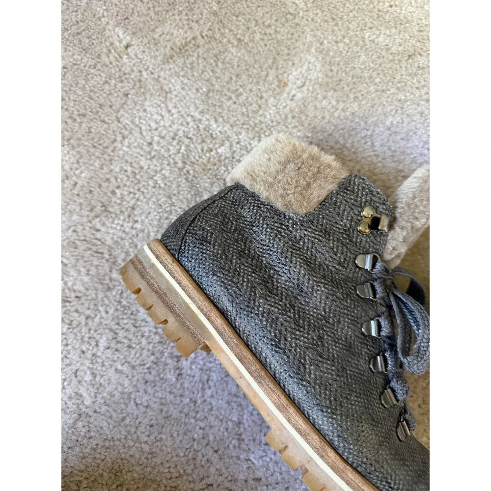 AGL Attilio Giusti Leombruni Boots‎ Grey Herringbone Shearling Lined 8